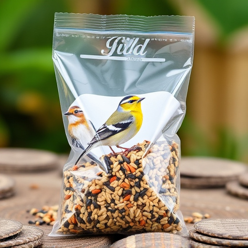 Wild bird seed mix in packaging
