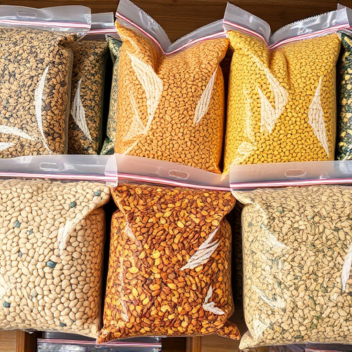 Bags of mixed bird seed varieties