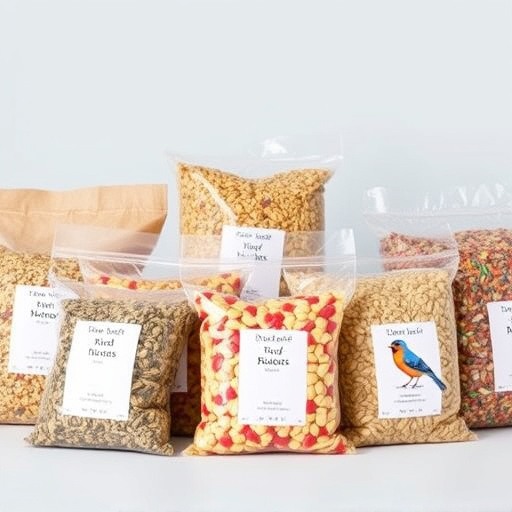 Bags of mixed bird seed varieties