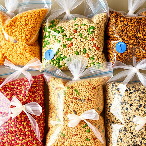 Bags of mixed bird seed varieties