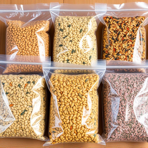 Bags of mixed bird seed varieties