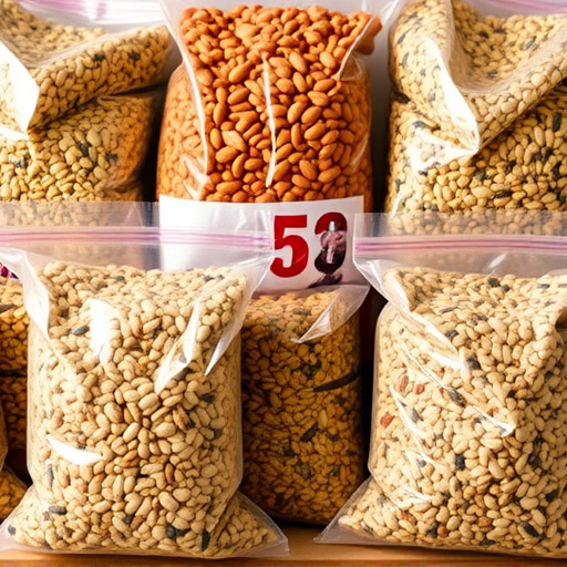 Bags of mixed bird seed varieties