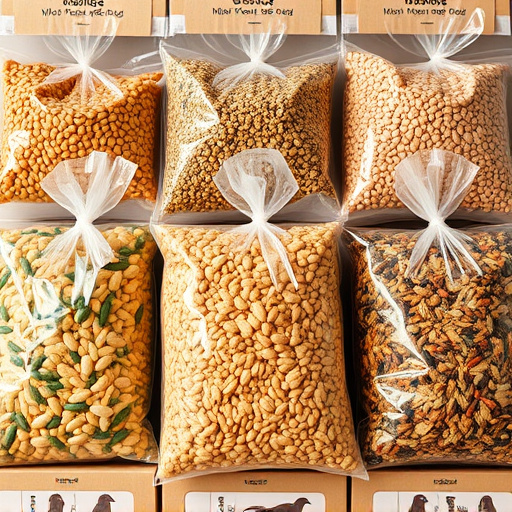 Bags of mixed bird seed varieties