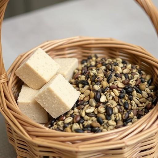 Basket with suet blocks and seed mix