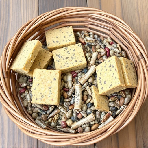 Basket with suet blocks and seed mix