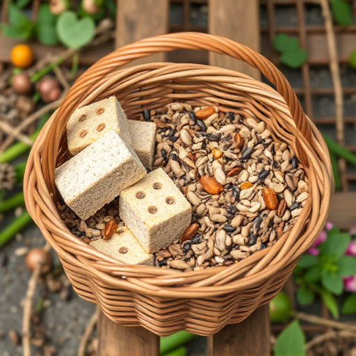 Basket with suet blocks and seed mix
