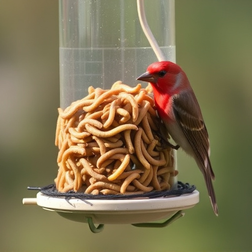Bird feeder filled with mealworms only