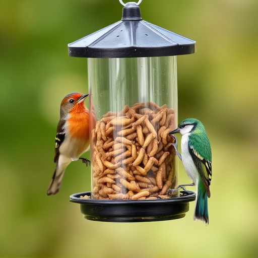 Bird feeder filled with mealworms only