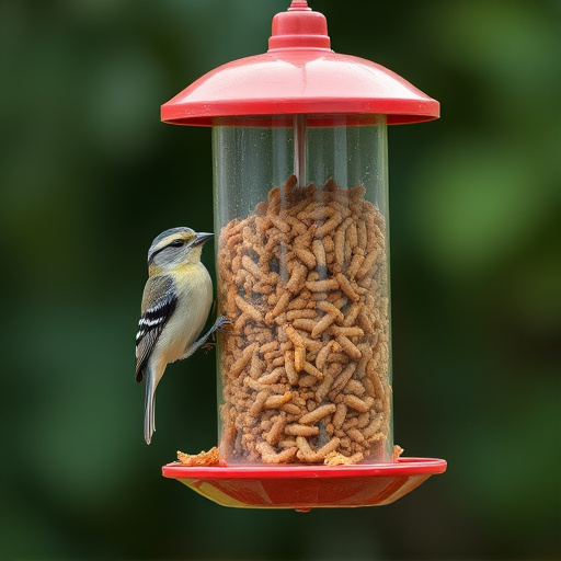 Bird feeder filled with mealworms only