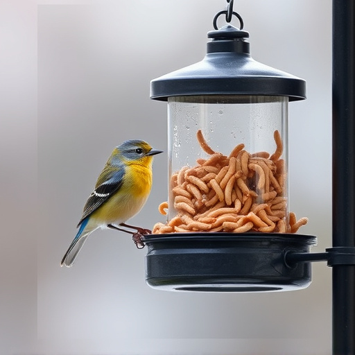 Bird feeder filled with mealworms only