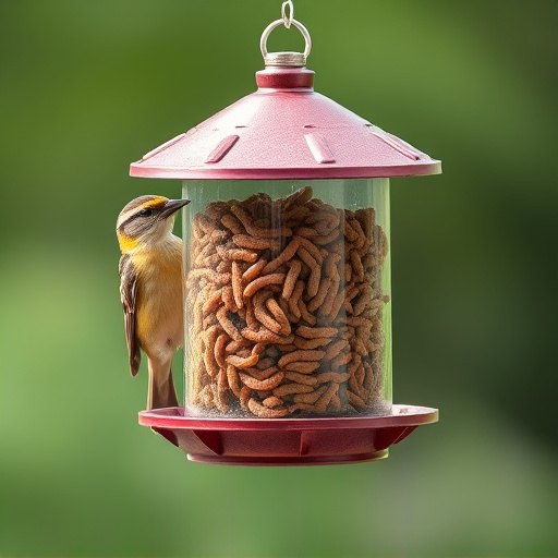 Bird feeder filled with mealworms only