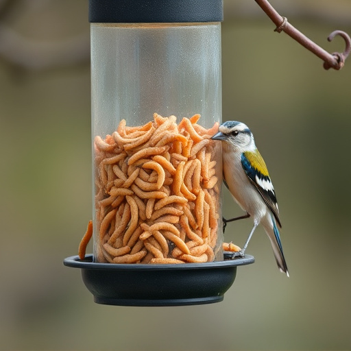 Bird feeder filled with mealworms only