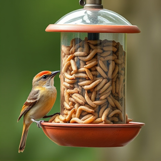 Bird feeder filled with mealworms only