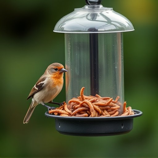 Bird feeder filled with mealworms only