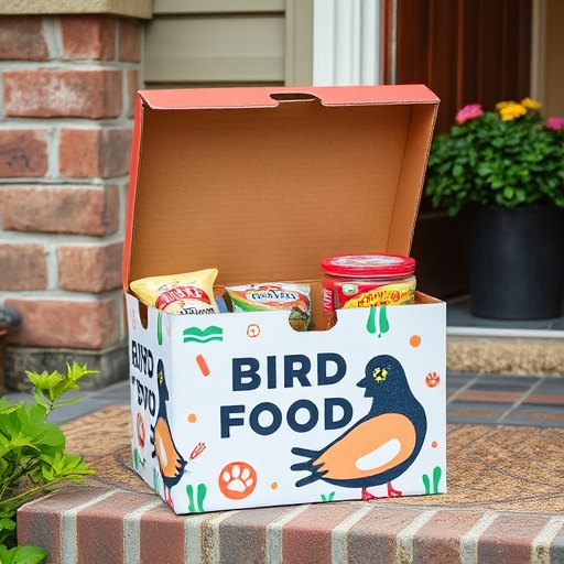 Bird food delivery box on doorstep