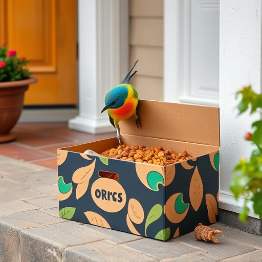 Bird food delivery box on doorstep