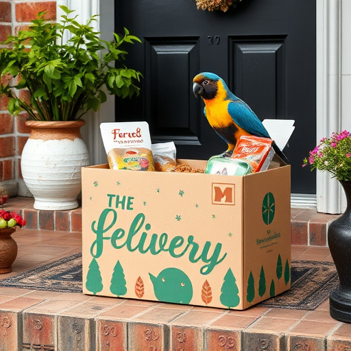 Bird food delivery box on doorstep