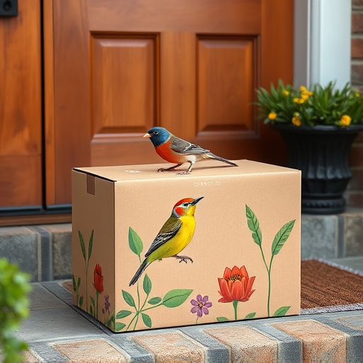 Bird food delivery box on doorstep