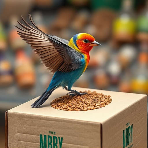 Bird food delivery with feathers on box