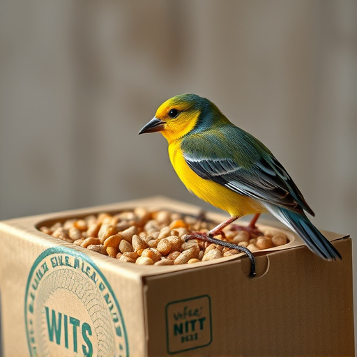Bird food delivery with feathers on box