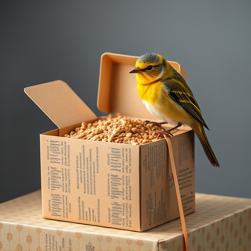 Bird food delivery with feathers on box