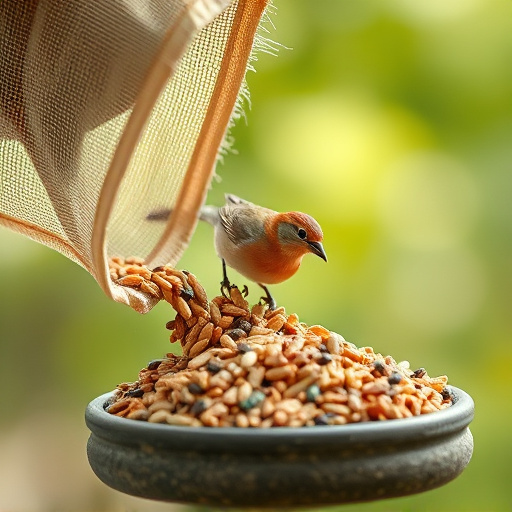 Bird seed being poured from sack