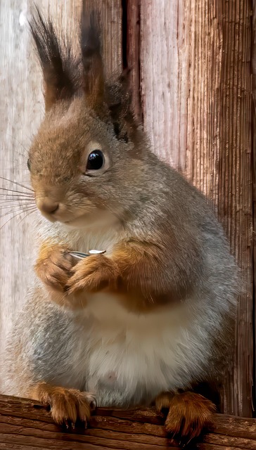 Caged feeder protecting seed from squirrel
