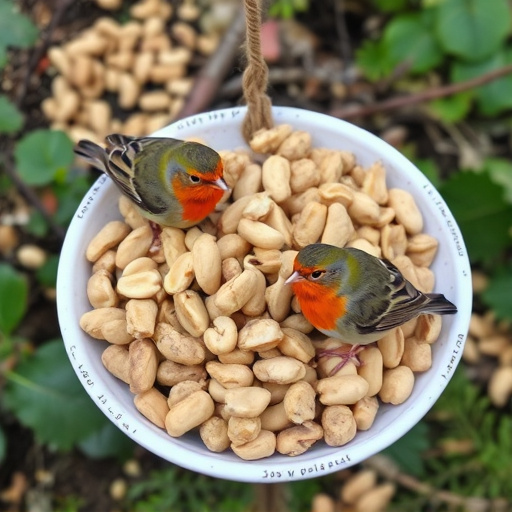 Crushed peanuts served for garden robins