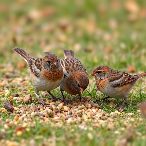 Dunnocks feeding on scattered seed mix
