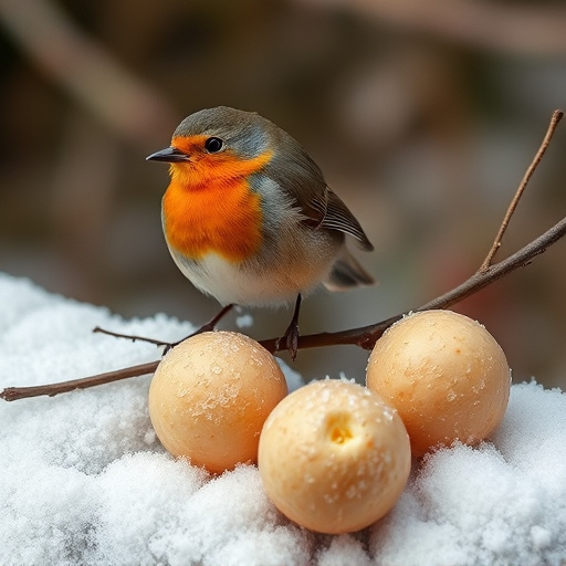 Fat balls placed near robin perch