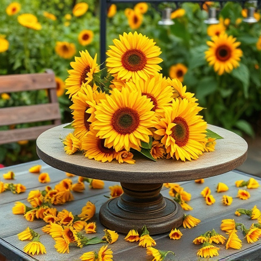 Garden table scattered with sunflower hearts
