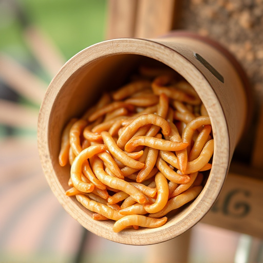 Mealworms served in low bird feeder