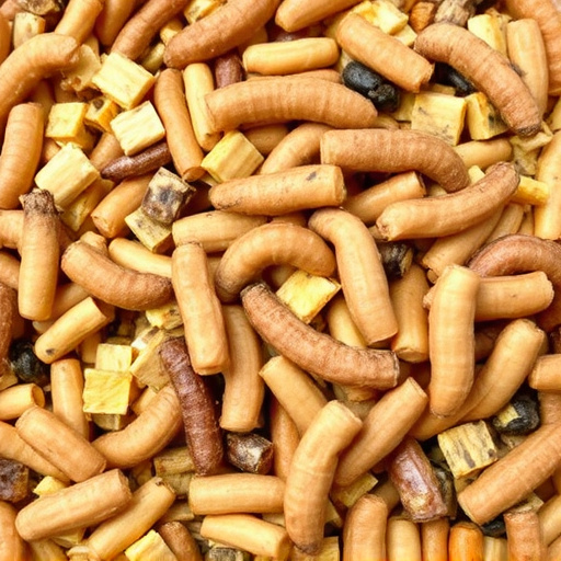 Mixed bird feed with added mealworms