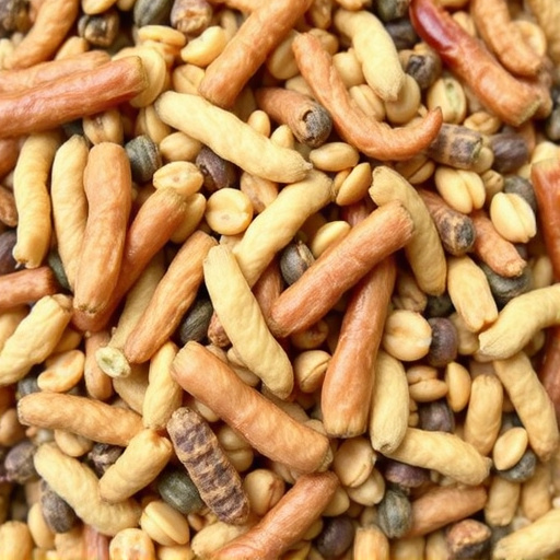 Mixed bird feed with added mealworms