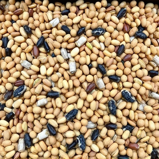Mixed seeds and suet pellets in tray