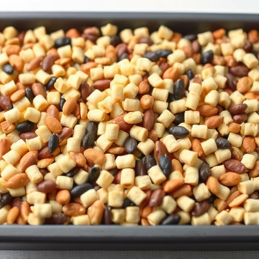 Mixed seeds and suet pellets in tray