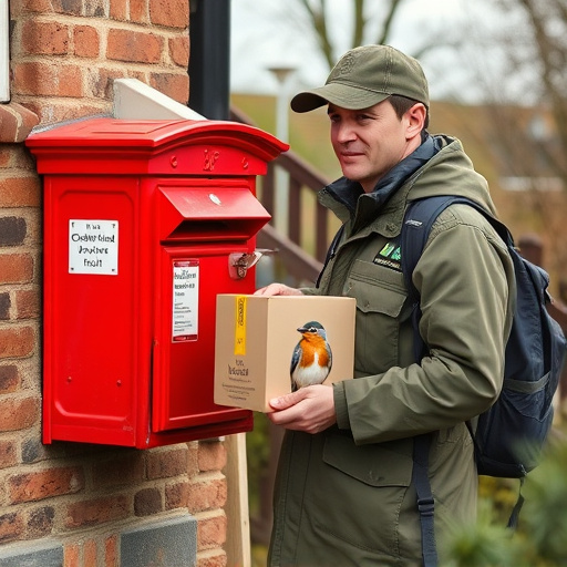 Postman delivering wild bird food parcel