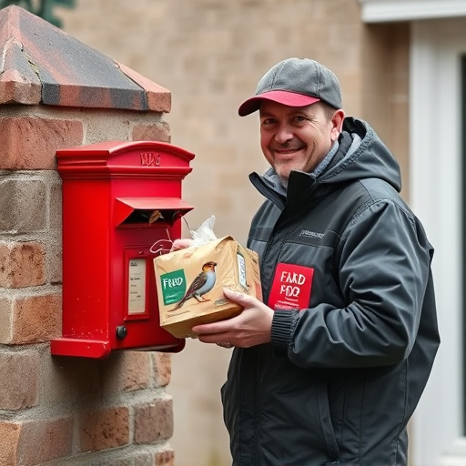 Postman delivering wild bird food parcel