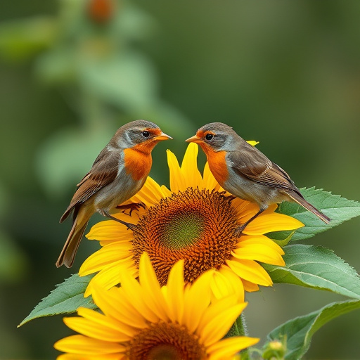 Robins pecking at sunflower heart mix