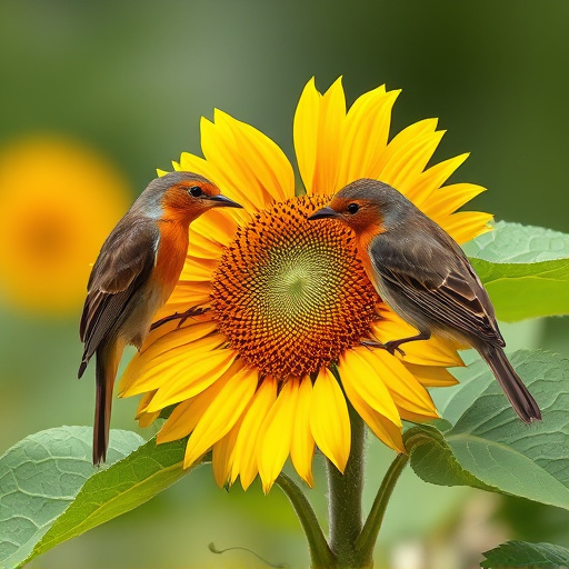 Robins pecking at sunflower heart mix
