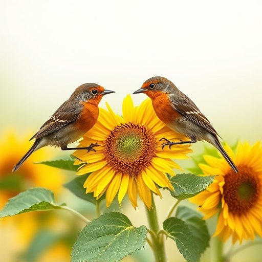 Robins pecking at sunflower heart mix