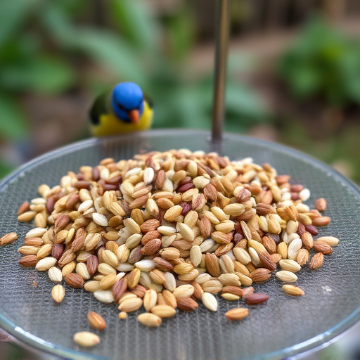 Seed mix scattered on bird table