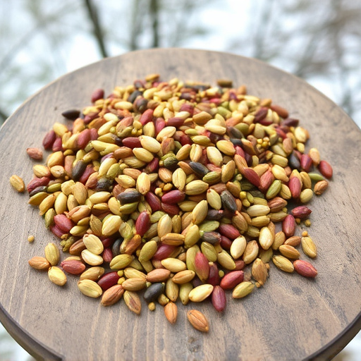 Seed mix scattered on bird table