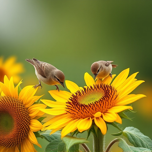 Small birds feeding on sunflower hearts