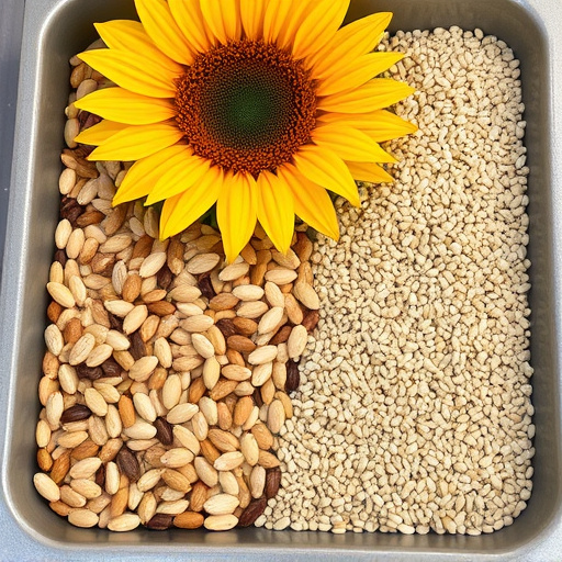 Sunflower seeds and millet in tray