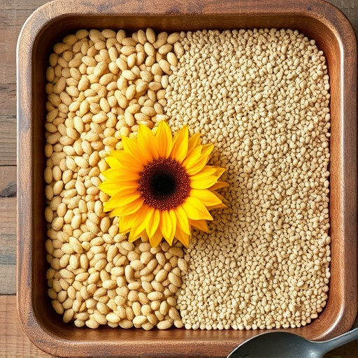 Sunflower seeds and millet in tray