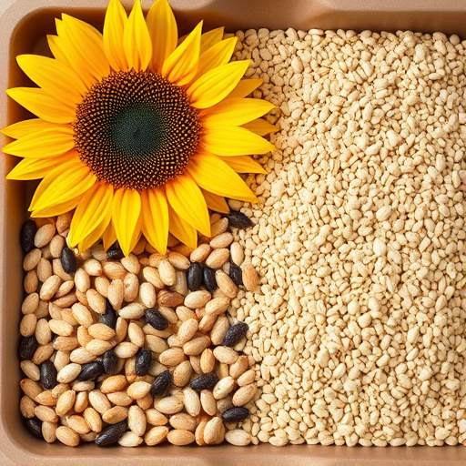 Sunflower seeds and millet in tray