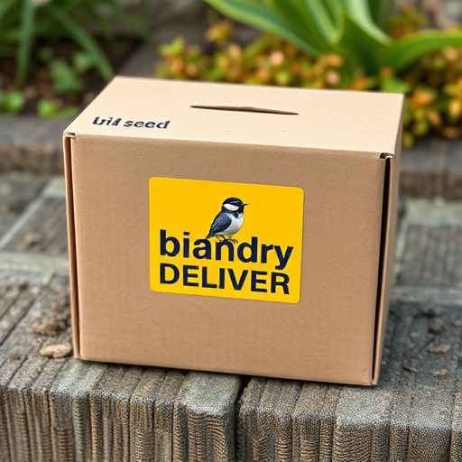 UK delivery box with bird seed label