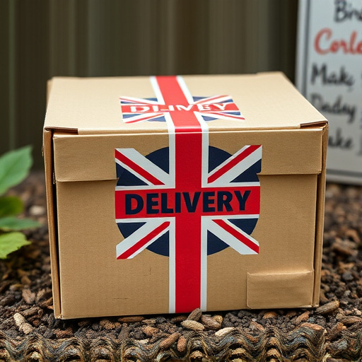 UK delivery box with bird seed label