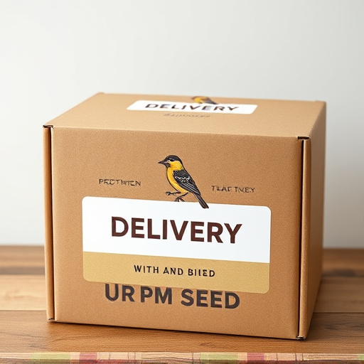 UK delivery box with bird seed label